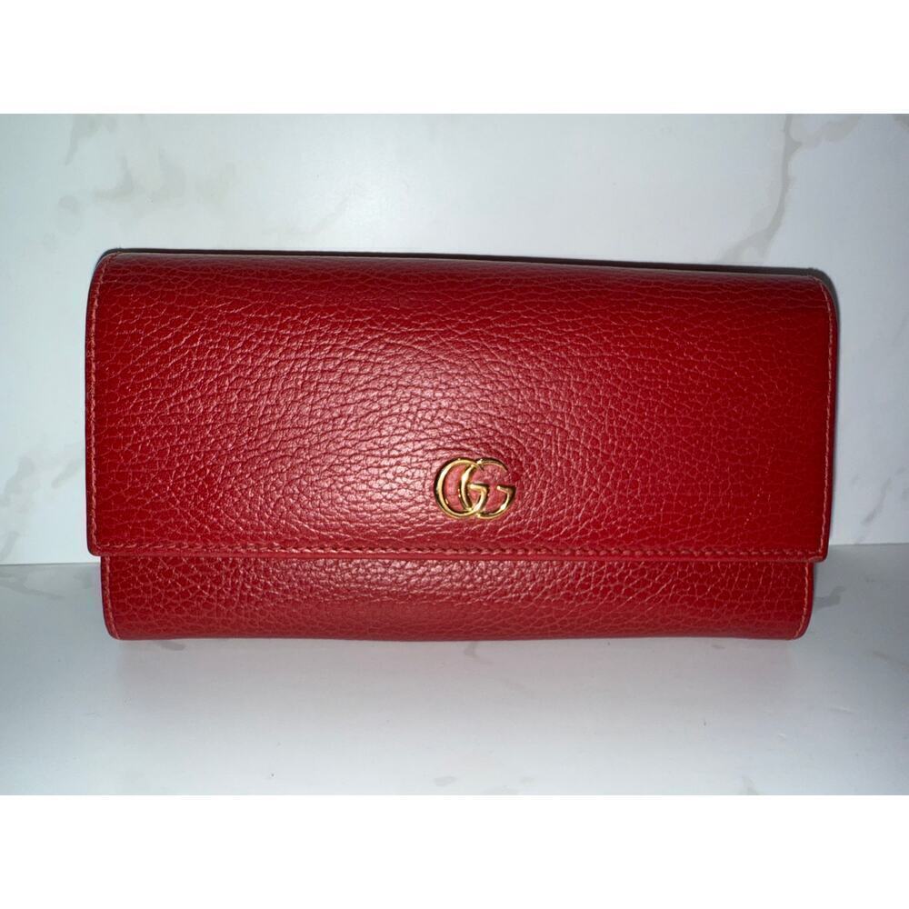 Gucci GG Marmont Continental Wallet in Red Leather